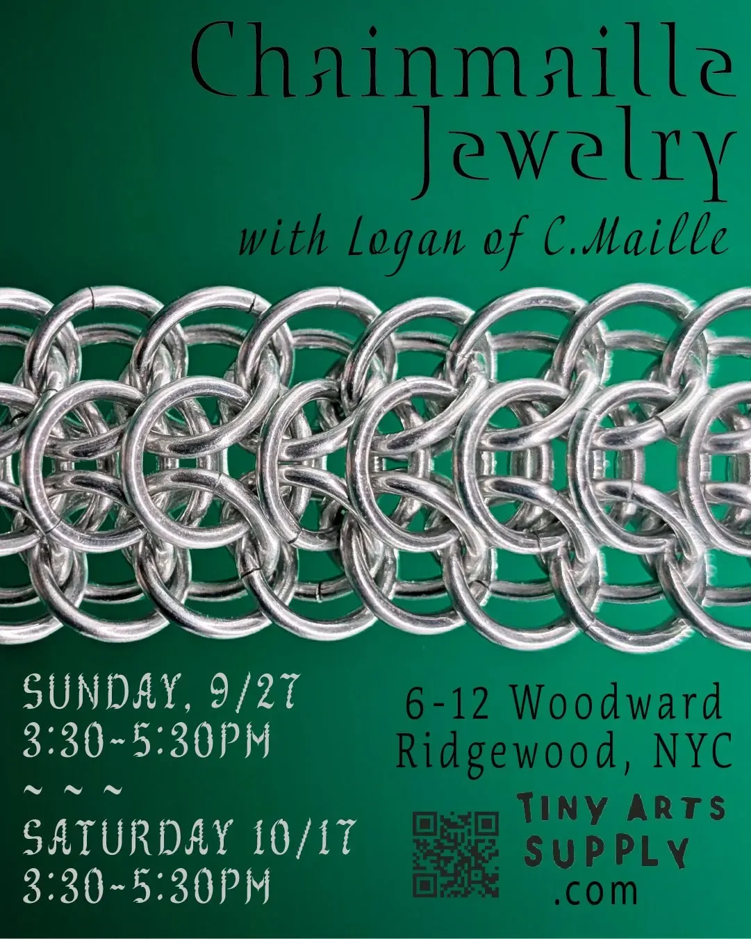 Chainmaille Jewelry Workshop at Tiny Arts Supply in New York