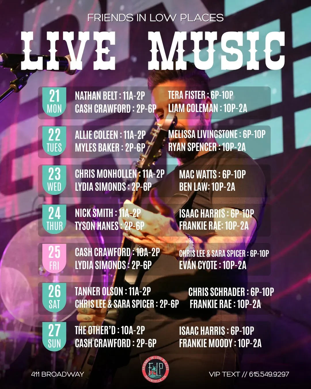 Live Music at Friends at Friends In Low Places in Nashville