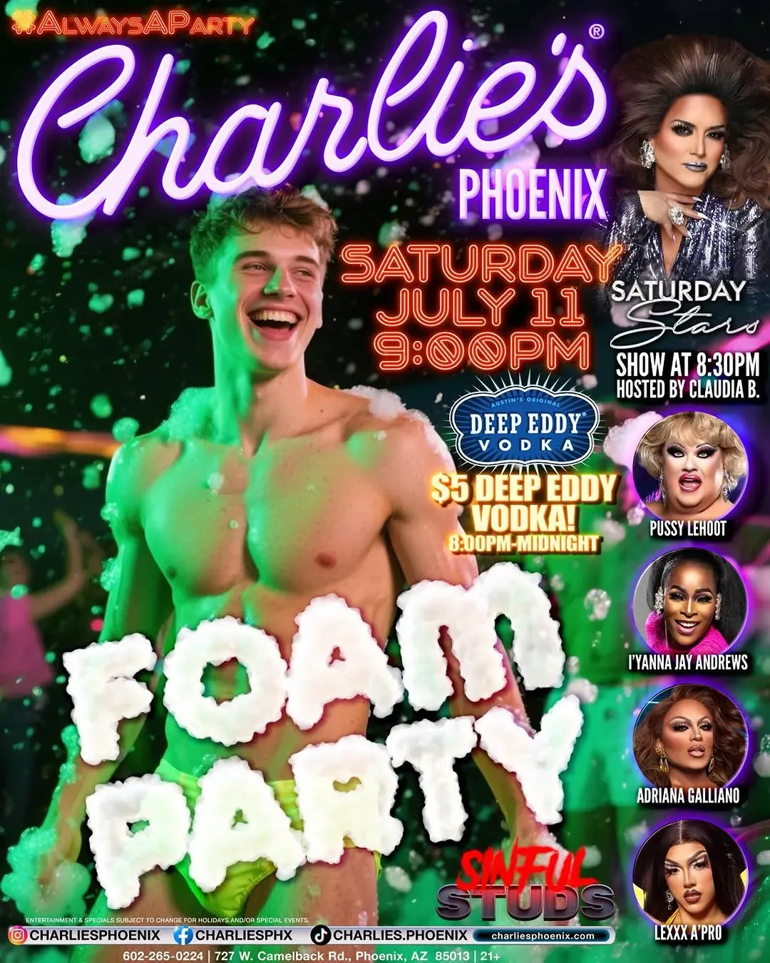 h*a様 セントポーリア AB Foam Party Saturday Stars & Foam Party, Phoenix | Charlie's Phoenix at Mato