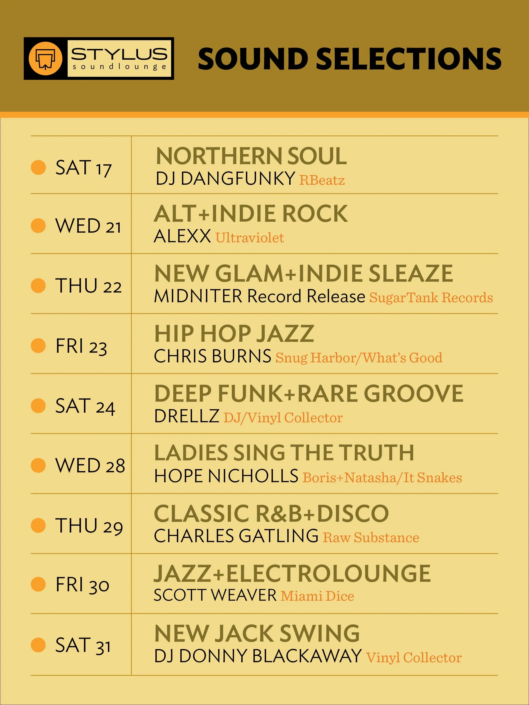 Deep Funk + Rare Groove at Stylus Soundlounge in Charlotte